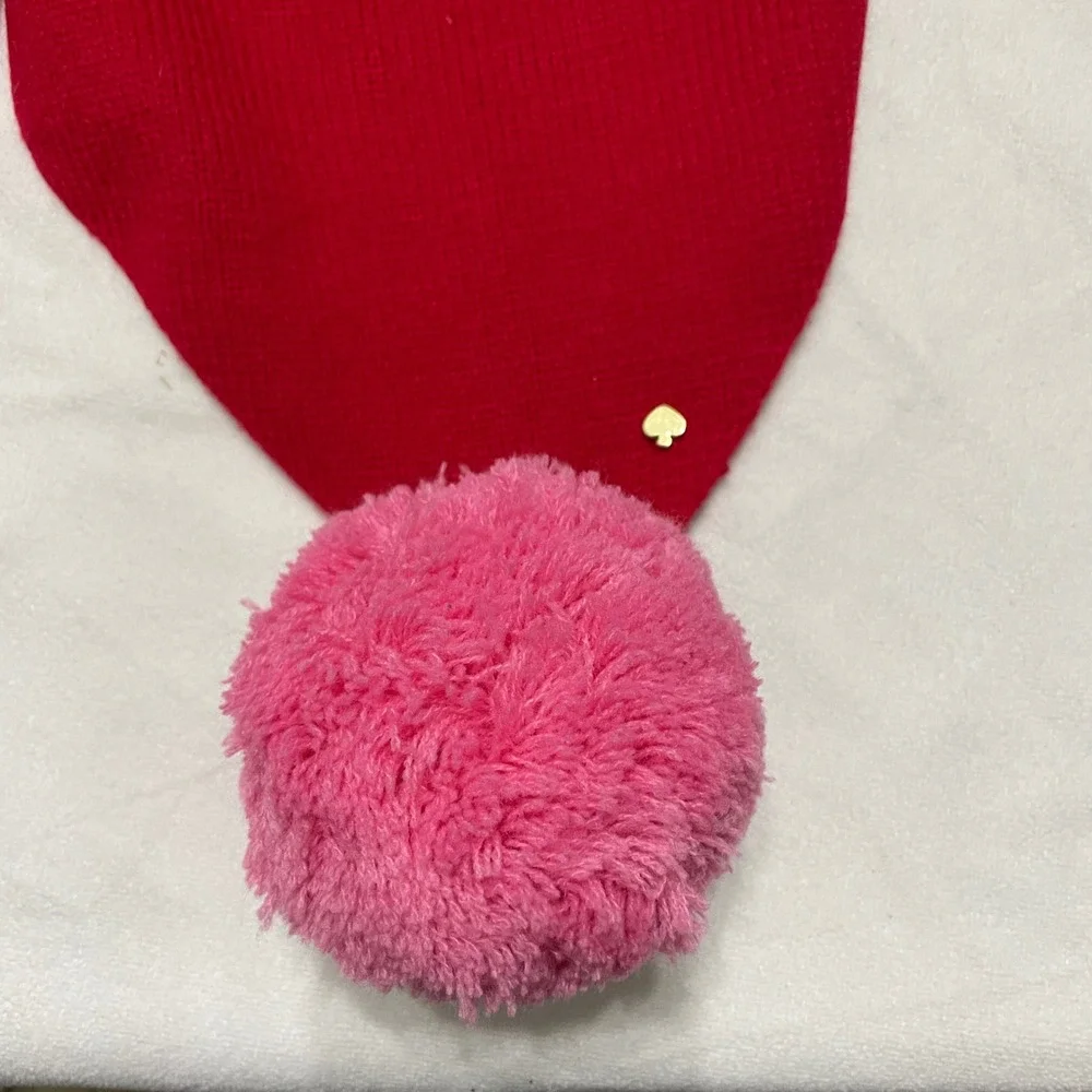 Kate Spade New York Colorblock‎ Pom Pom Scarf Wool Blend Knit Muffler Whimsy Fun